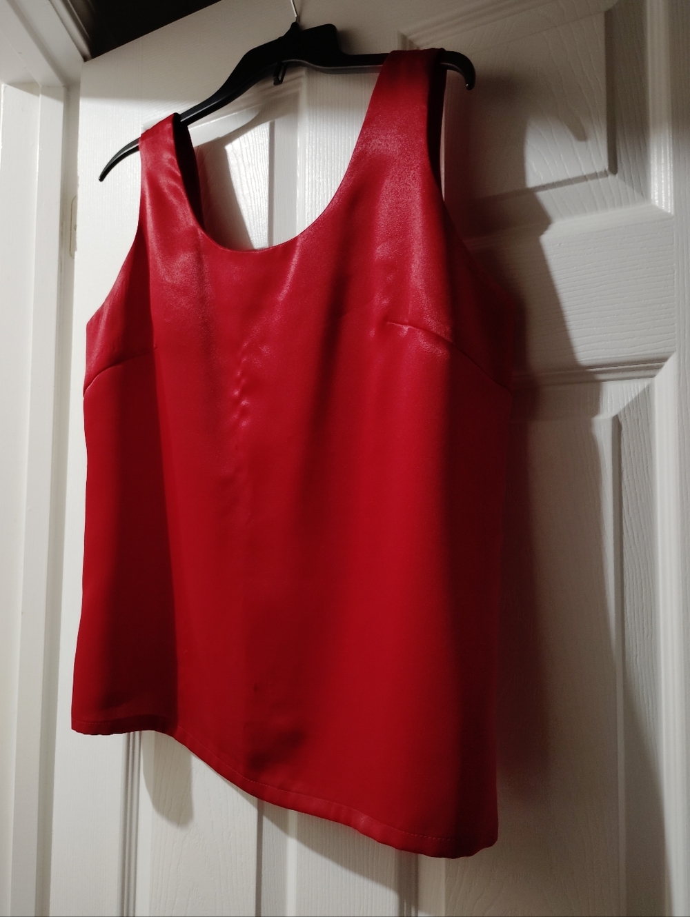 Red Women's Sleeveless Satin Tank Top 14